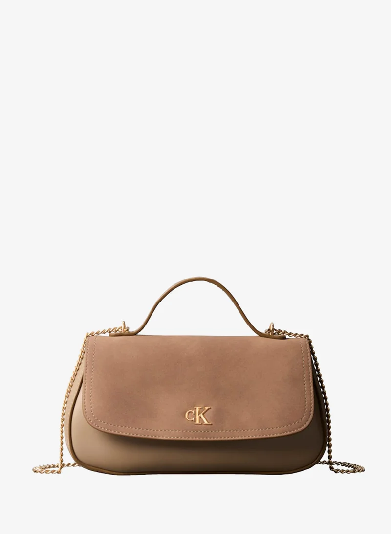 CALVIN KLEIN Monogram Flap Sueded Camera Bag